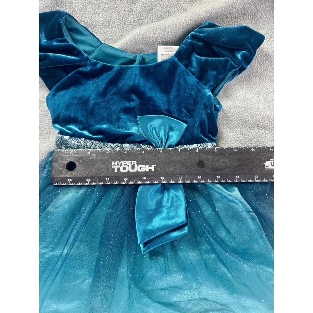 teal‎ velvet toddler dress sparkle tulle party princess holiday 4t - Picture 5 of 6